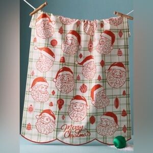 NWT VINTAGE-INSPIRED TARTAN SANTA DISH TOWEL Anthro